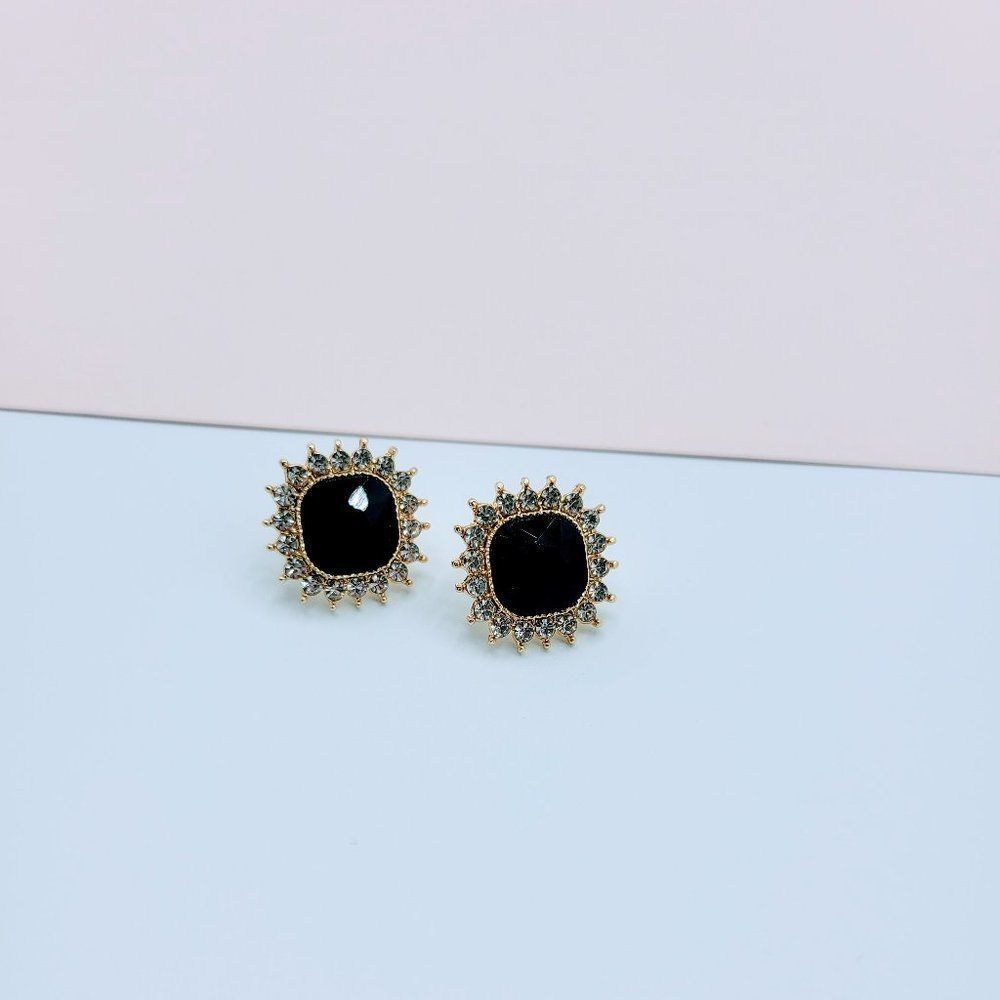 5/$25 Black Crystal Large Stud Earrings - Picture 6 of 9